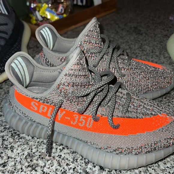 Adidas Yeezy Boost 350 V2 Sneakers - Grey/Orange - Picture 2 of 4